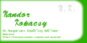 nandor kopacsy business card